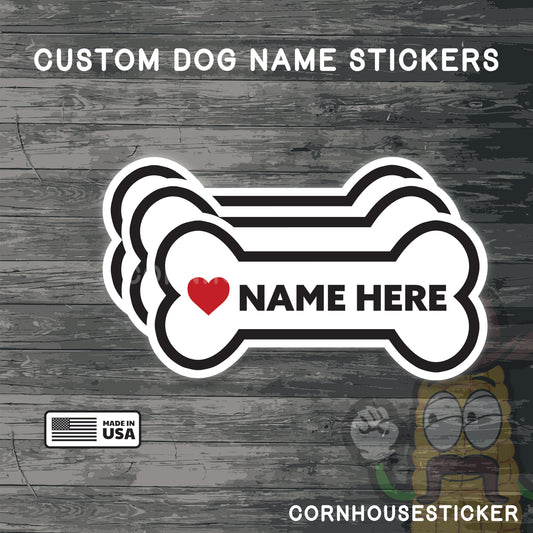 Custom dog name stickers