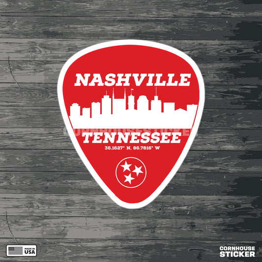 Nashville, Tennessee Guitar pick vinyl sticker