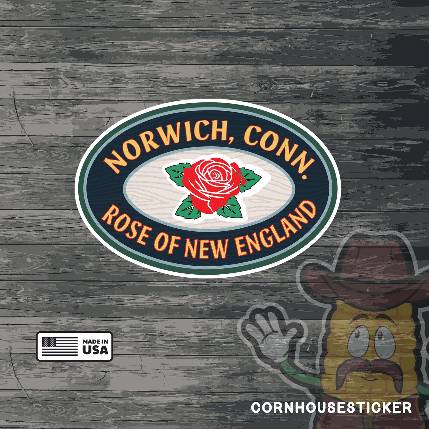 Norwich, CT Rose of New England sticker