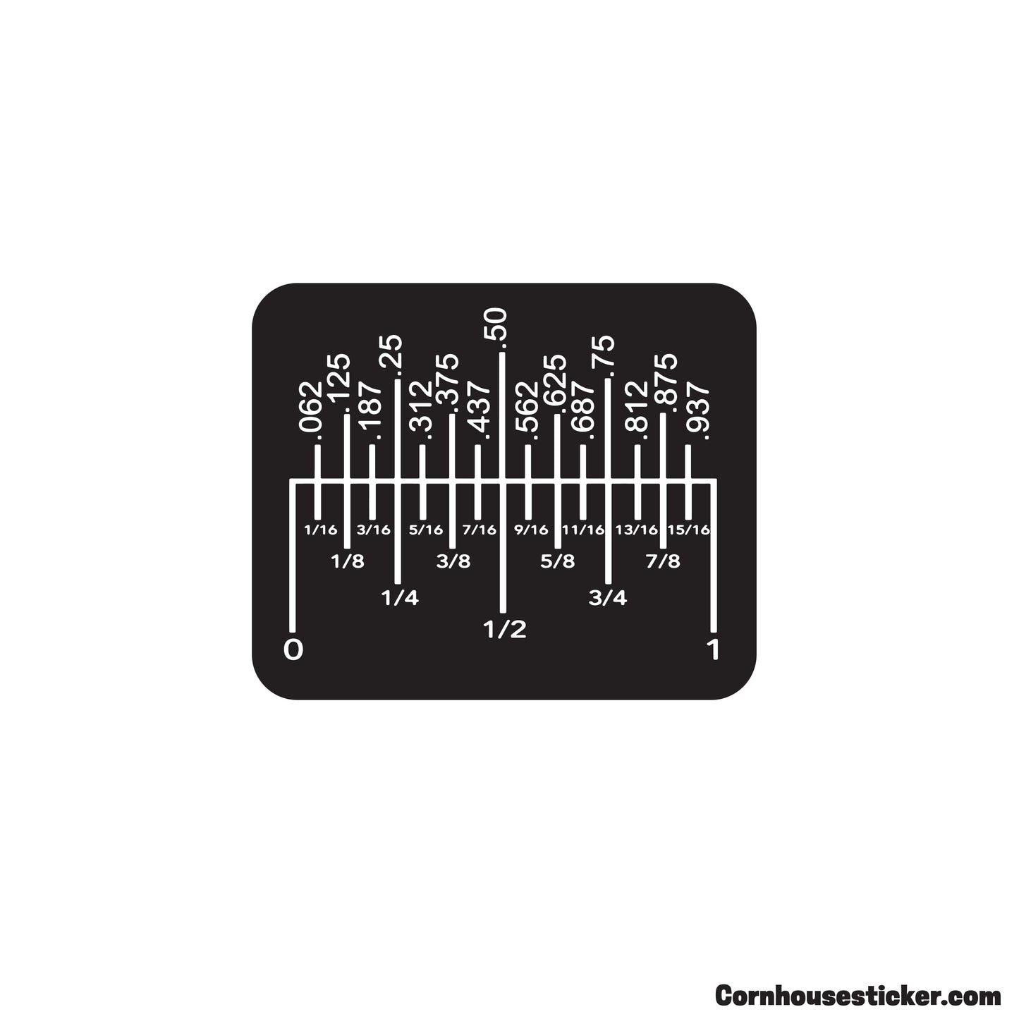 Tape Measure Fraction to Decimal conversion Decal